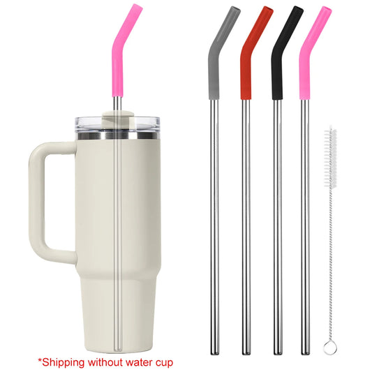 EcoSip™ Stainless Steel Straws with Silicone Tips