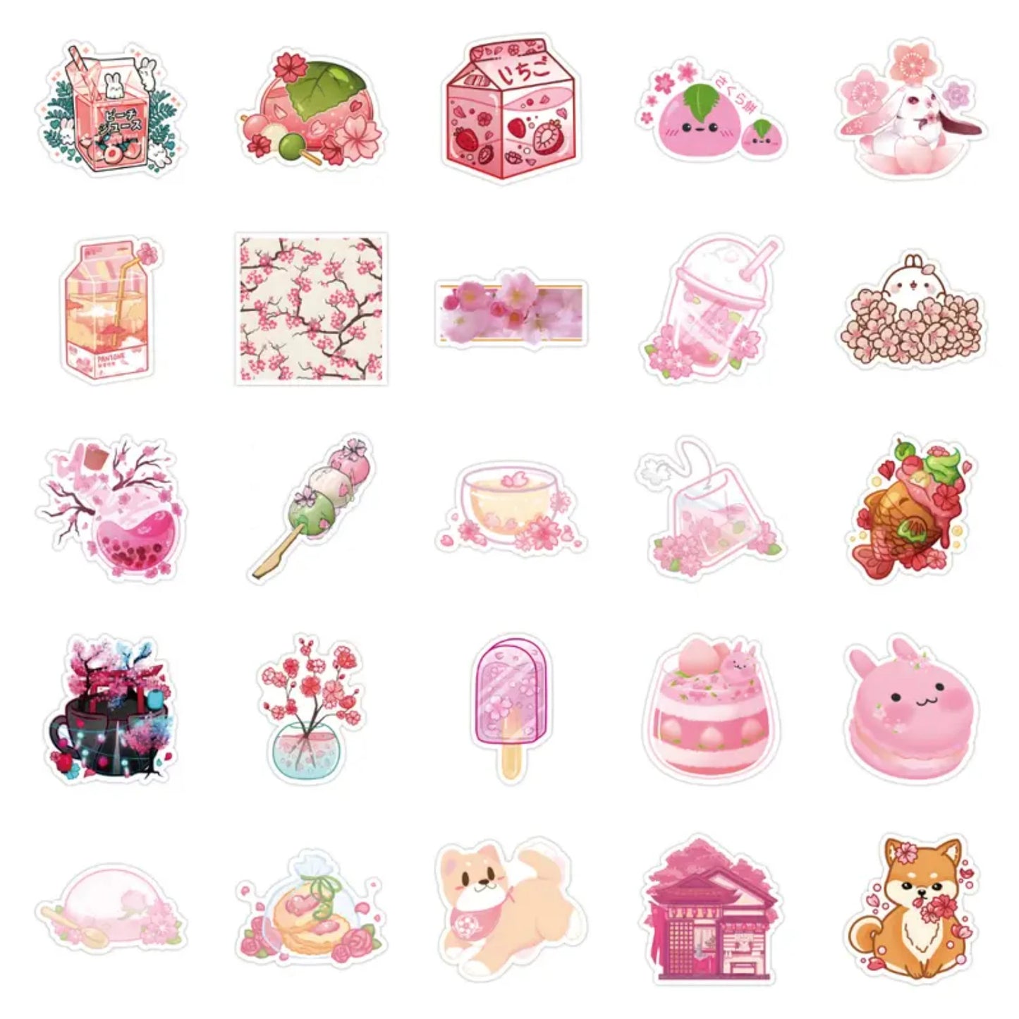 100 Cherry Blossom Flowers Stickers