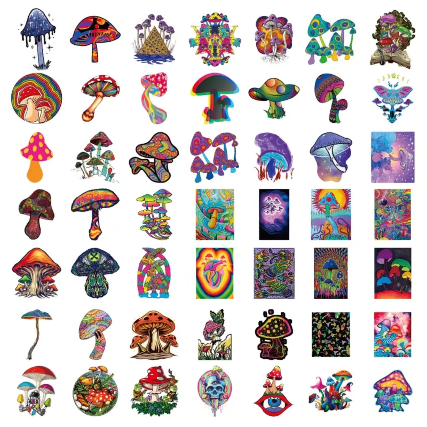 100 Fantasy Mushroom Stickers