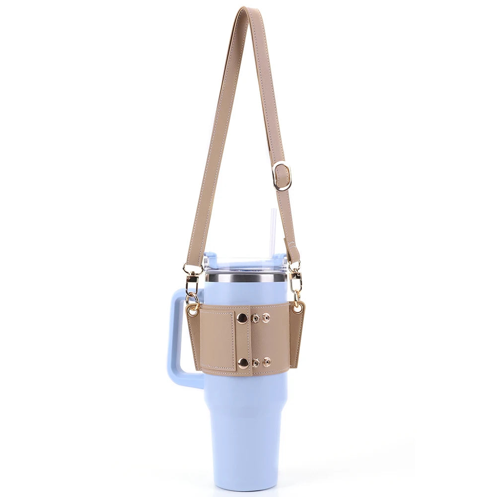 LuxeHydrate™ PU Leather Water Bottle Carrier