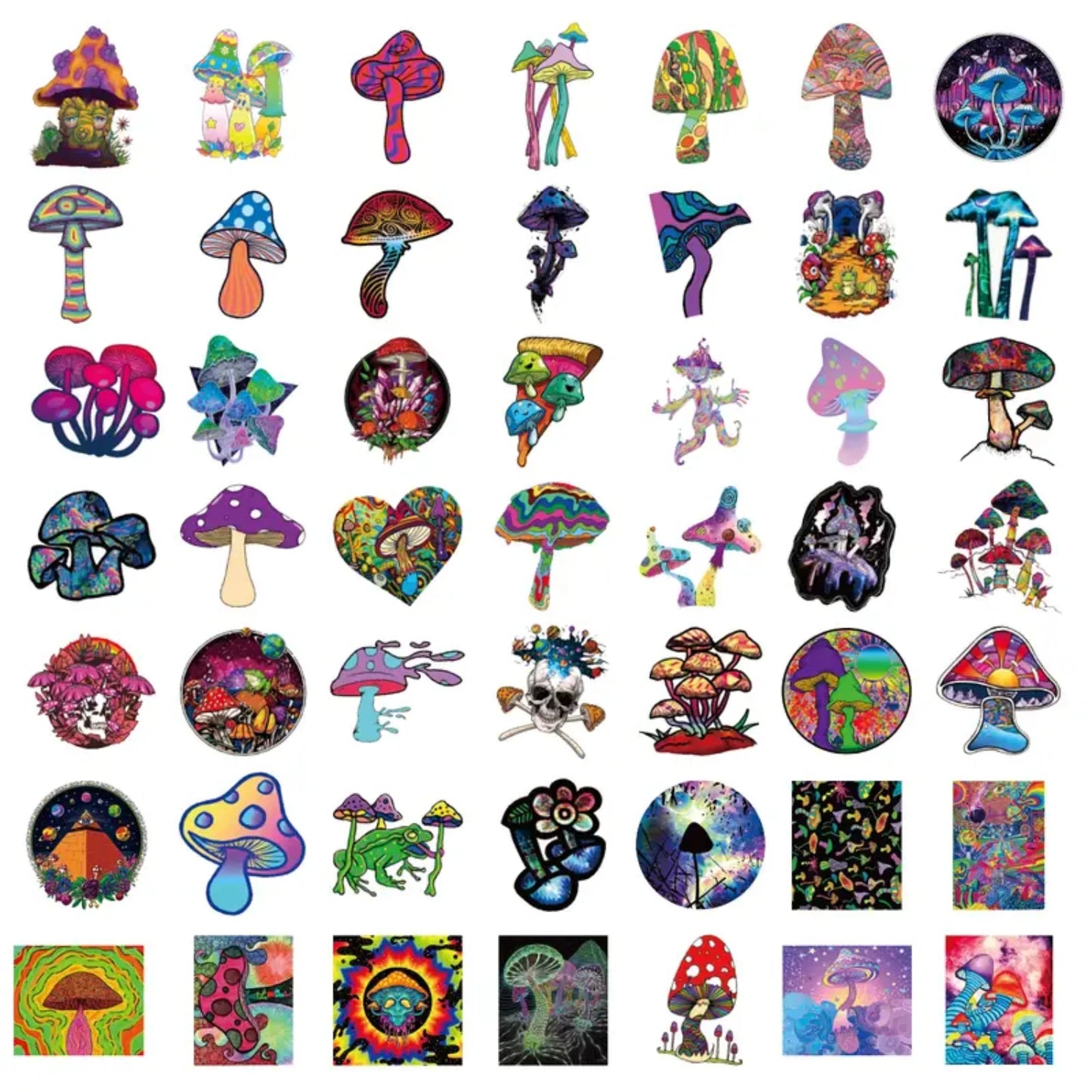 100 Fantasy Mushroom Stickers