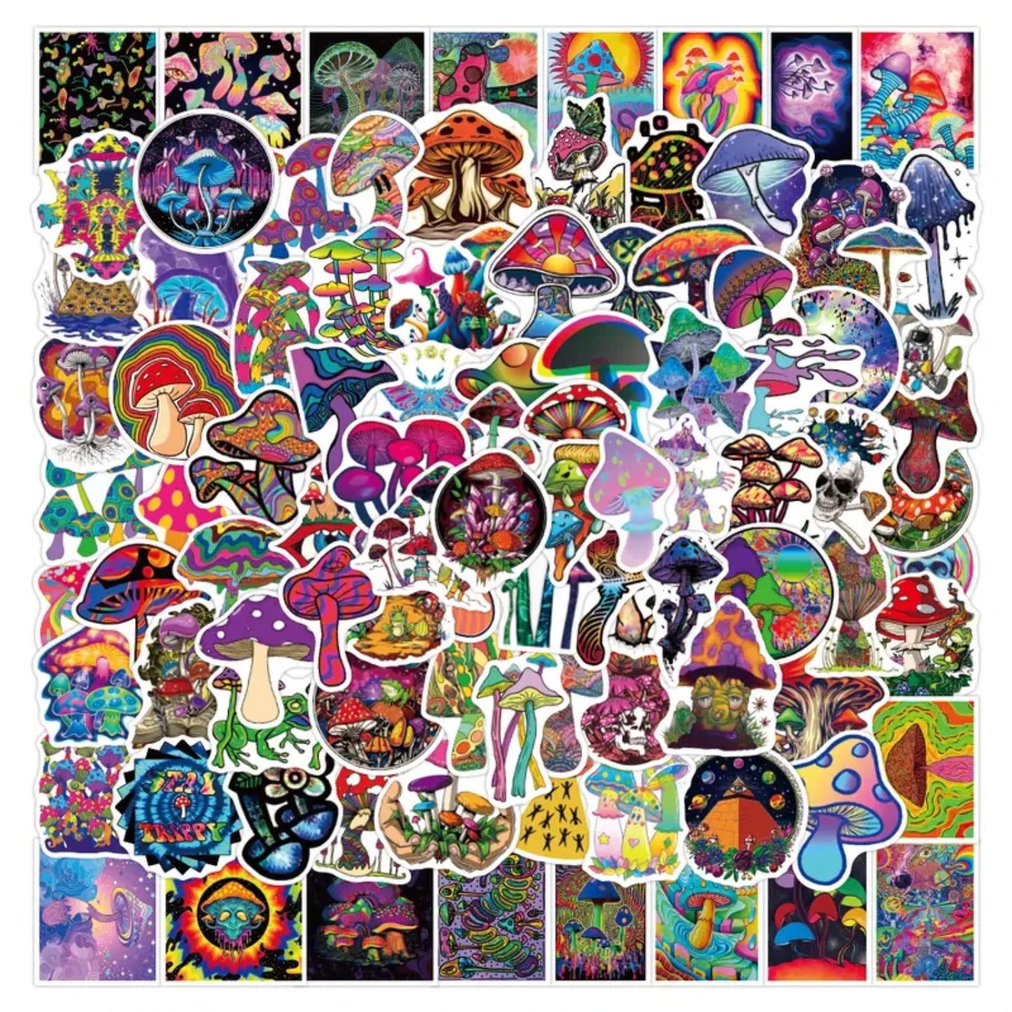 100 Fantasy Mushroom Stickers